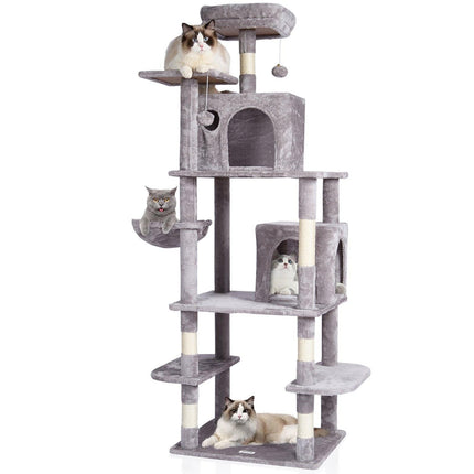 Cat Tree 174 cm Cat Tower with Cat Condos Sisal Scratching Post Light Grey.