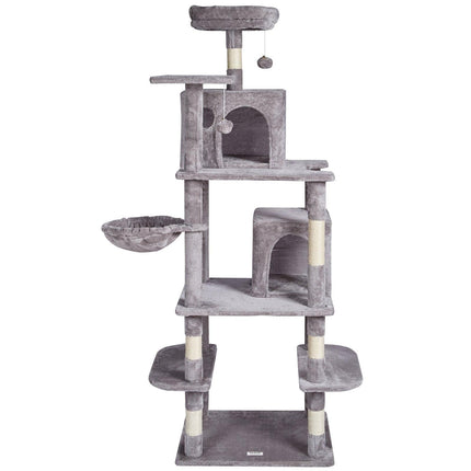 Cat Tree 174 cm Cat Tower with Cat Condos Sisal Scratching Post Light Grey.