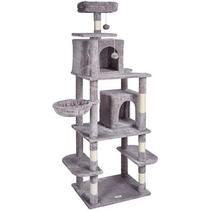 Cat Tree 174 cm Cat Tower with Cat Condos Sisal Scratching Post Light Grey.