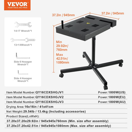 Flash Dryer, 16 x 16 inch Flash Dryer for Screen Printing, High Power Silk Screen Printing Dryer with Height Adjustable Stand, 360° Rotation, X-Shaped Base, Steel T-Shirt Curing Machine.
