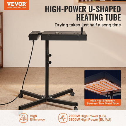 Flash Dryer, 18 x 25 inch Flash Dryer for Screen Printing, High Power Silk Screen Printing Dryer with Height Adjustable Stand, 360° Rotation, X-Shaped Base, Steel T-Shirt Curing Machine.