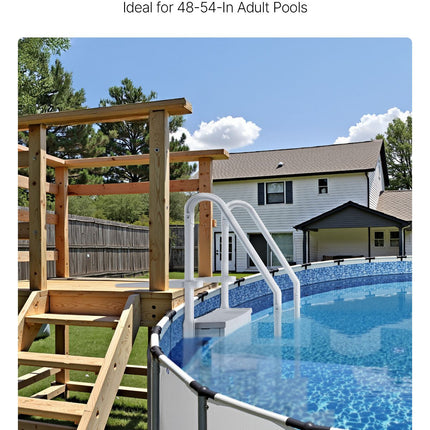 4-Step Grey Robust Pool Ladder of 2 Handrails for 1219.2-1371.6 mm Pools.