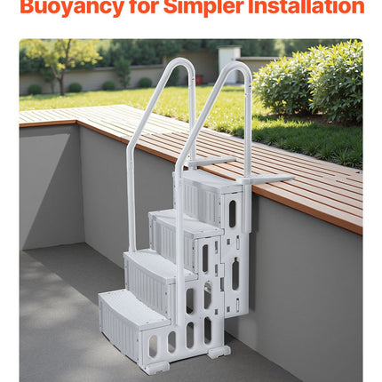 4-Step Grey Robust Pool Ladder of 2 Handrails for 1219.2-1371.6 mm Pools.