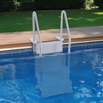 4-Step Grey Robust Pool Ladder of 2 Handrails for 1219.2-1371.6 mm Pools.