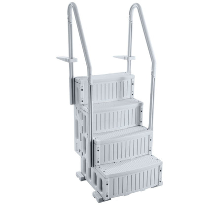 4-Step Grey Robust Pool Ladder of 2 Handrails for 1219.2-1371.6 mm Pools.