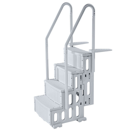 4-Step Grey Robust Pool Ladder of 2 Handrails for 1219.2-1371.6 mm Pools.