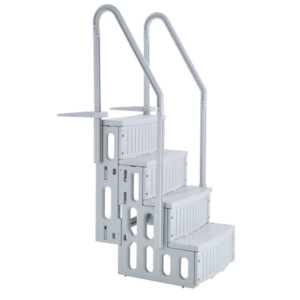 4-Step Grey Robust Pool Ladder of 2 Handrails for 1219.2-1371.6 mm Pools.