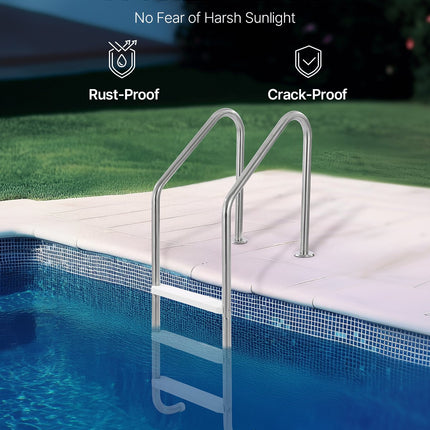 Stainless Steel Pool Ladder 3-Step & 2 Handrails for 1219.2-1371.6 mm Pool.