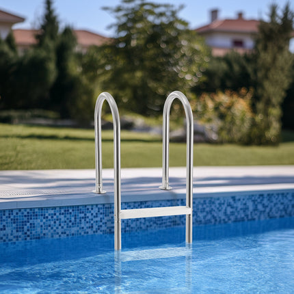 4-Step Stainless Steel Pool Ladder of 2 Handrail for 1371.6 mm Decked Pool.