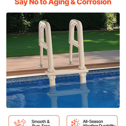 5-Step Inclined Robust Pool Ladder of 2 Handrails for 1219.2-1371.6mm Pool.