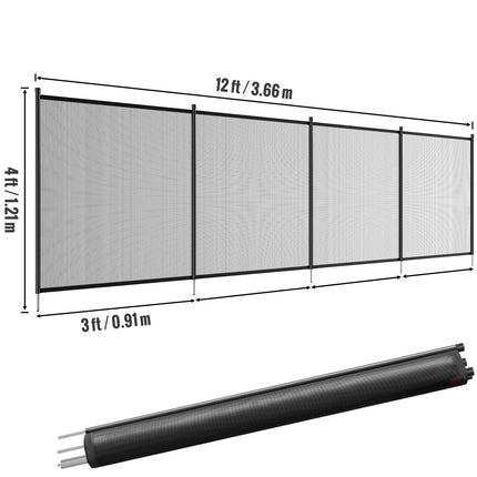 Pool Fence, 4 x 12 FT Pool Fences for Inground Pools, Removable Child Safety Pool Fencing, Easy DIY Installation Swimming Pool Fence, 340gms Teslin PVC Pool Fence Mesh Protects Kids and Pets.