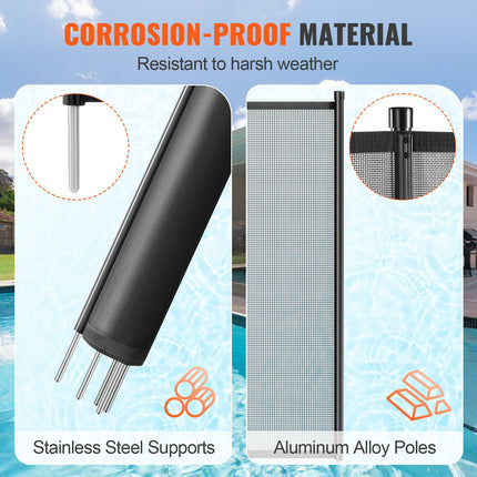 Pool Fence, 4 x 12 FT Pool Fences for Inground Pools, Removable Child Safety Pool Fencing, Easy DIY Installation Swimming Pool Fence, 340gms Teslin PVC Pool Fence Mesh Protects Kids and Pets.