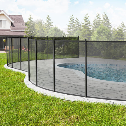 Pool Fence, 4 x 12 FT Pool Fences for Inground Pools, Removable Child Safety Pool Fencing, Easy DIY Installation Swimming Pool Fence, 340gms Teslin PVC Pool Fence Mesh Protects Kids and Pets.