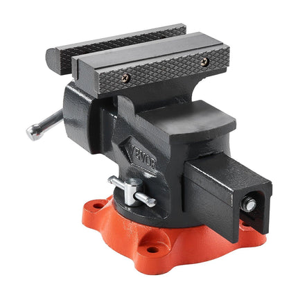 Bench Vise, 140 mm Jaw Width, 140 mm Max Jaw Opening Multipurpose Vise with 360° Swivel Locking Base, 73 mm Throat, Heavy Duty Ductile Iron Workbench Vise, Two-Way Jaws for Clamping Round Pipes.