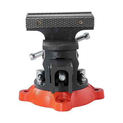 Bench Vise, 140 mm Jaw Width, 140 mm Max Jaw Opening Multipurpose Vise with 360° Swivel Locking Base, 73 mm Throat, Heavy Duty Ductile Iron Workbench Vise, Two-Way Jaws for Clamping Round Pipes.