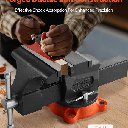 203 mm Bench Vice Multipurpose Heavy Duty Ductile Iron Swivel Locking Base.