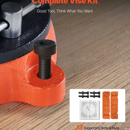 203 mm Bench Vice Multipurpose Heavy Duty Ductile Iron Swivel Locking Base.