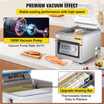 DZ-260C Digital Vacuum Sealer Food Vacuum Sealing Packing Machine 220V.