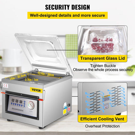 DZ-260C Digital Vacuum Sealer Food Vacuum Sealing Packing Machine 220V.