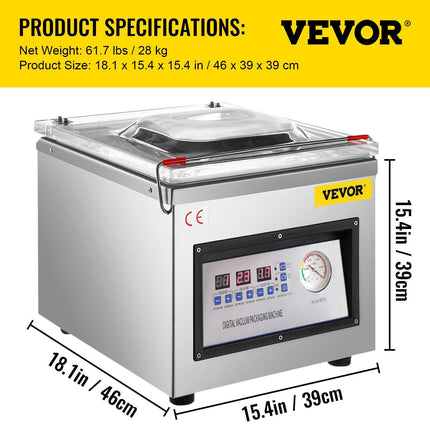 DZ-260C Digital Vacuum Sealer Food Vacuum Sealing Packing Machine 220V.