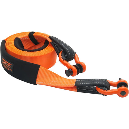 Heavy Duty Tow Strap Recovery Kit 76.2 mm x 6.1 m (MBS-16329 kg) Tree Saver Winch Strap, Triple Reinforced Loop & Protective Sleeves & Storage Bag , 19 mm D-Ring Shackles, for Truck Jeep SUV ATV.
