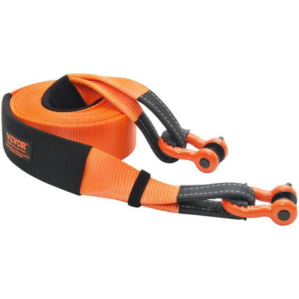 Heavy Duty Tow Strap Recovery Kit 85.1 mm x 9.1 m (MBS-16329 kg) Tree Saver Winch Strap, Triple Reinforced Loop & Protective Sleeves & Storage Bag , 19 mm D-Ring Shackles, for Truck Jeep SUV ATV.