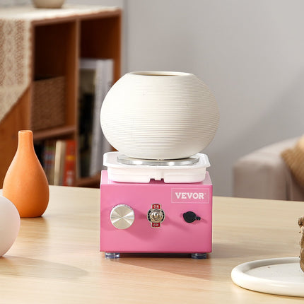 Mini Pottery Wheel Electric Ceramic Wheel Machine 0-320RPM Speed Pink.