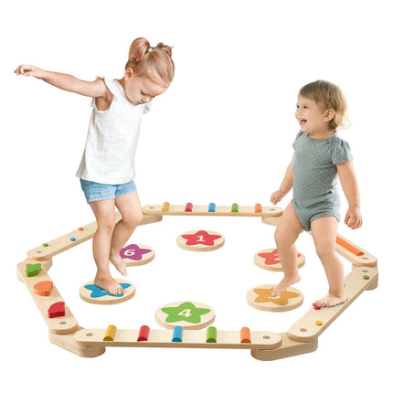 Kids Balance Beam Stepping Stones Gym Obstacle Children Balance Board 6PCS.
