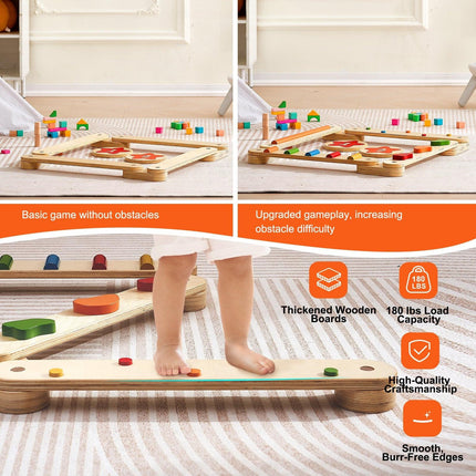 Kids Balance Beam Stepping Stones Gym Obstacle Children Balance Board 6PCS.