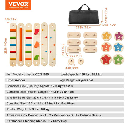 Kids Balance Beam Stepping Stones Gym Obstacle Children Balance Board 6PCS.