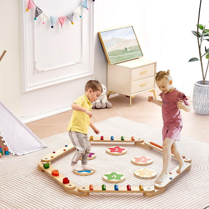 Kids Balance Beam Stepping Stones Gym Obstacle Children Balance Board 6PCS.