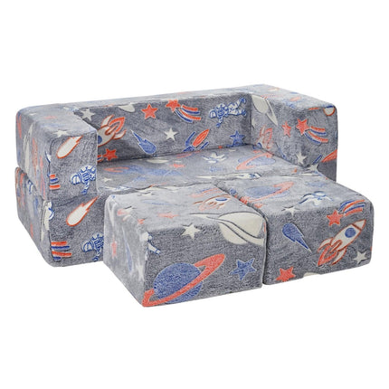 VEVOR Modular Kids Play Couch 4Pcs DIY Glow in the Dark Toddler Chair Grey.