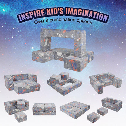 VEVOR Modular Kids Play Couch 4Pcs DIY Glow in the Dark Toddler Chair Grey.