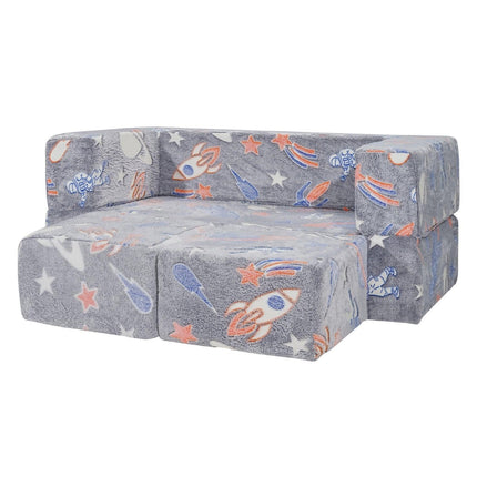VEVOR Modular Kids Play Couch 4Pcs DIY Glow in the Dark Toddler Chair Grey.