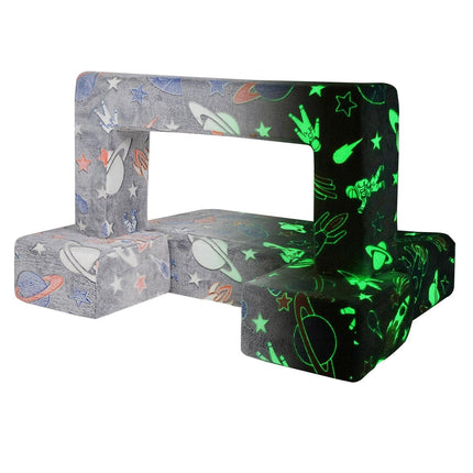 VEVOR Modular Kids Play Couch 4Pcs DIY Glow in the Dark Toddler Chair Grey.
