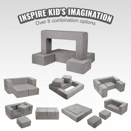 VEVOR Modular Kids Play Couch 4Pcs DIY Creative Child Sectional Sofa Dark Grey.