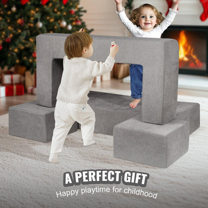 VEVOR Modular Kids Play Couch 4Pcs DIY Creative Child Sectional Sofa Dark Grey.