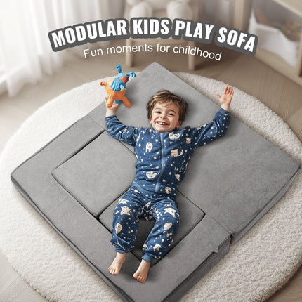 VEVOR Modular Kids Play Couch 4Pcs DIY Creative Child Sectional Sofa Dark Grey.