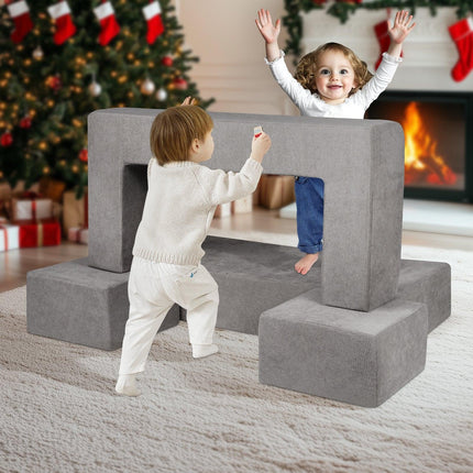 VEVOR Modular Kids Play Couch 4Pcs DIY Creative Child Sectional Sofa Dark Grey.
