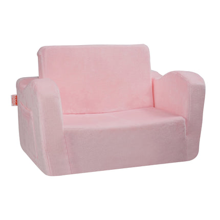 Baby Chair Foldable 2-in-1 Comfy Baby Lounger Couch Kids Sofa Pink.