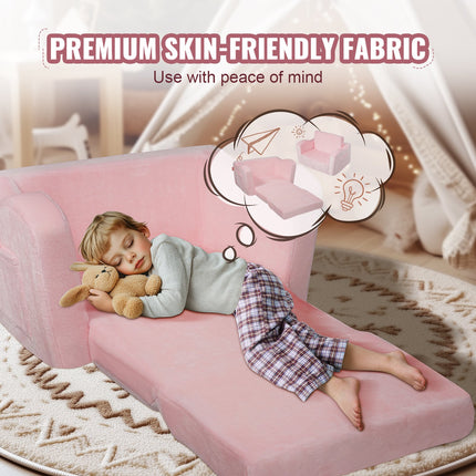 Baby Chair Foldable 2-in-1 Comfy Baby Lounger Couch Kids Sofa Pink.