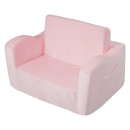Baby Chair Foldable 2-in-1 Comfy Baby Lounger Couch Kids Sofa Pink.