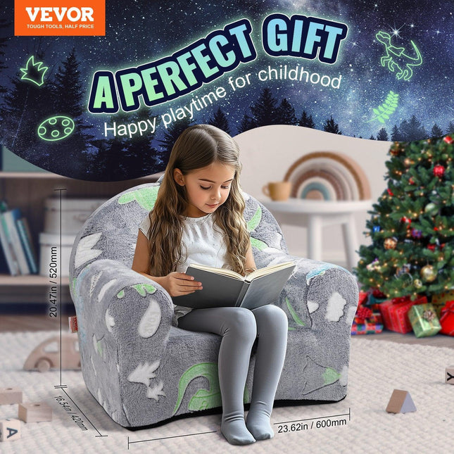 VEVOR Toddler Chair Glow in the Dark Plush Baby Chair Playroom Furniture Grey.