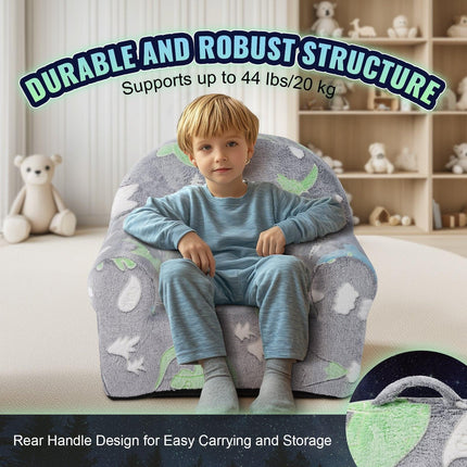 VEVOR Toddler Chair Glow in the Dark Plush Baby Chair Playroom Furniture Grey.