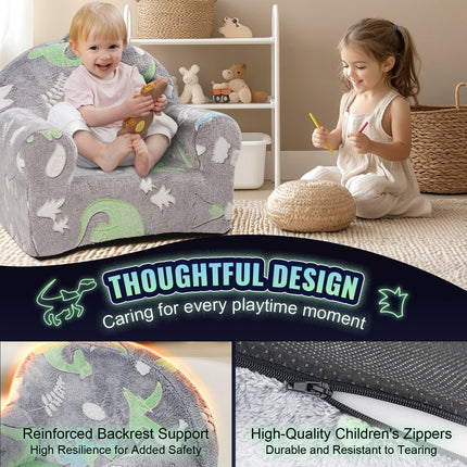 VEVOR Toddler Chair Glow in the Dark Plush Baby Chair Playroom Furniture Grey.