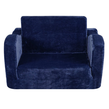 Baby Chair Foldable 2-in-1 Comfy Baby Lounger Couch Kids Sofa Blue.