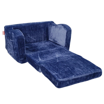 Baby Chair Foldable 2-in-1 Comfy Baby Lounger Couch Kids Sofa Blue.