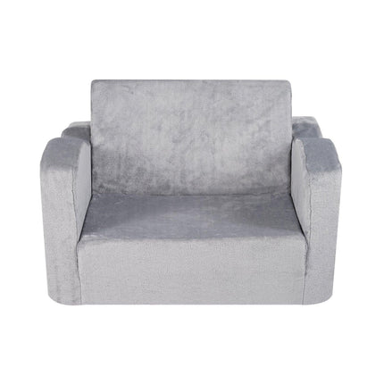 Baby Chair Foldable 2-in-1 Comfy Baby Lounger Couch Kids Sofa Grey.