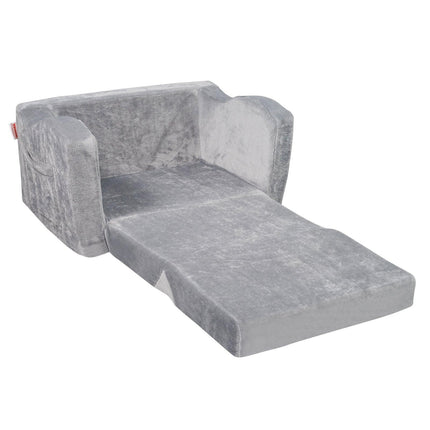 Baby Chair Foldable 2-in-1 Comfy Baby Lounger Couch Kids Sofa Grey.