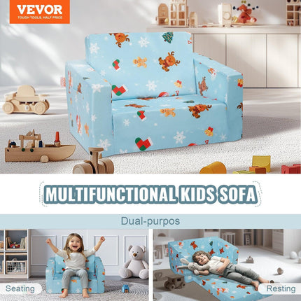 VEVOR Baby Chair Foldable 2-in-1 Baby Lounger Couch Cartoon Kids Sofa Pink.